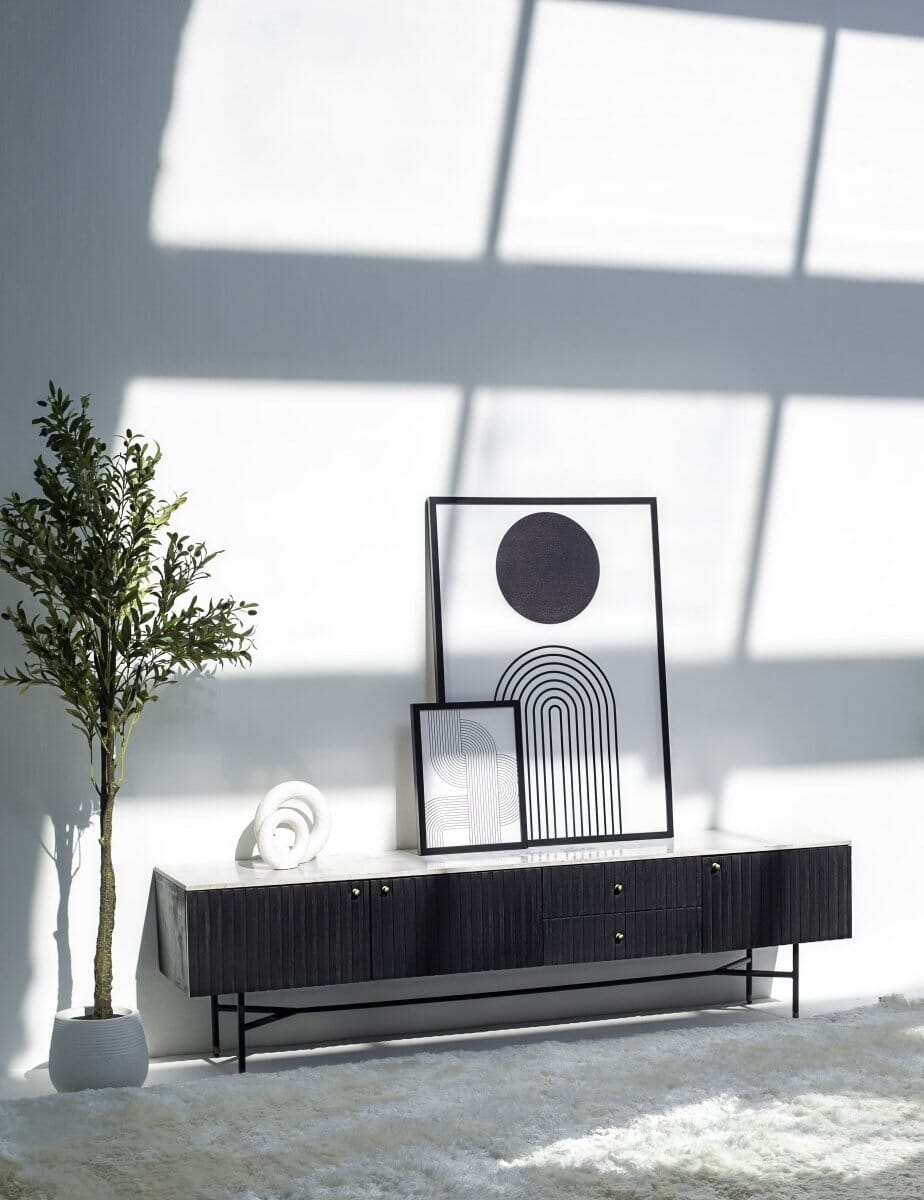 Caro Mango Wood Black Media Unit (200CM Length)