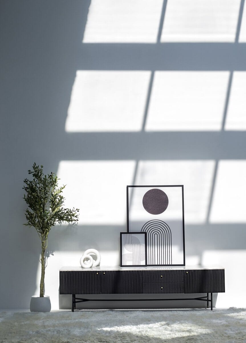 Caro Mango Wood Black Media Unit (200CM Length)