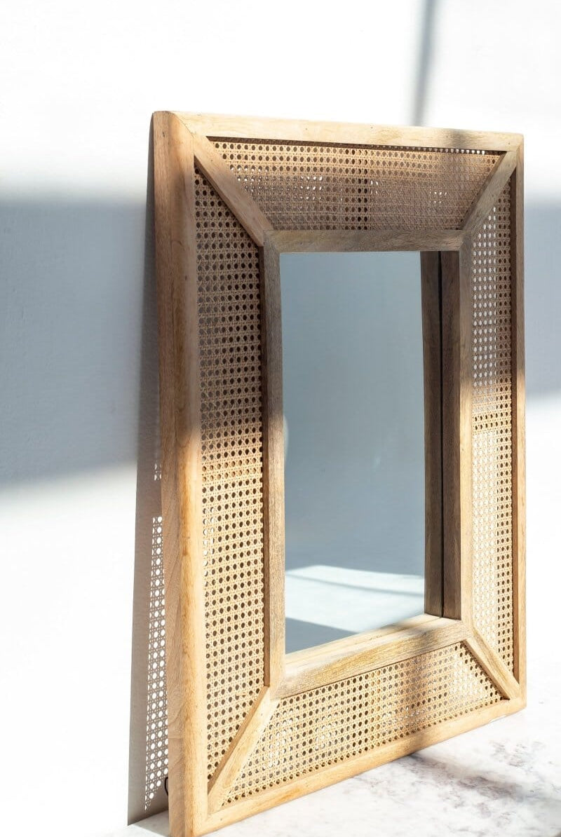 Izabella Rattan Wooden Frame Mirror