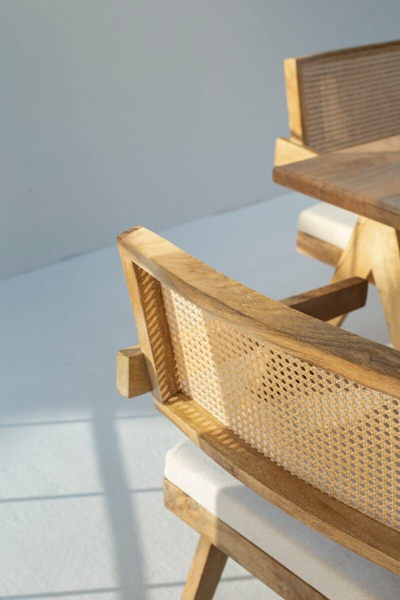 Raquel Wooden Dining Chair with Rattan Backrest Chairs Homekode