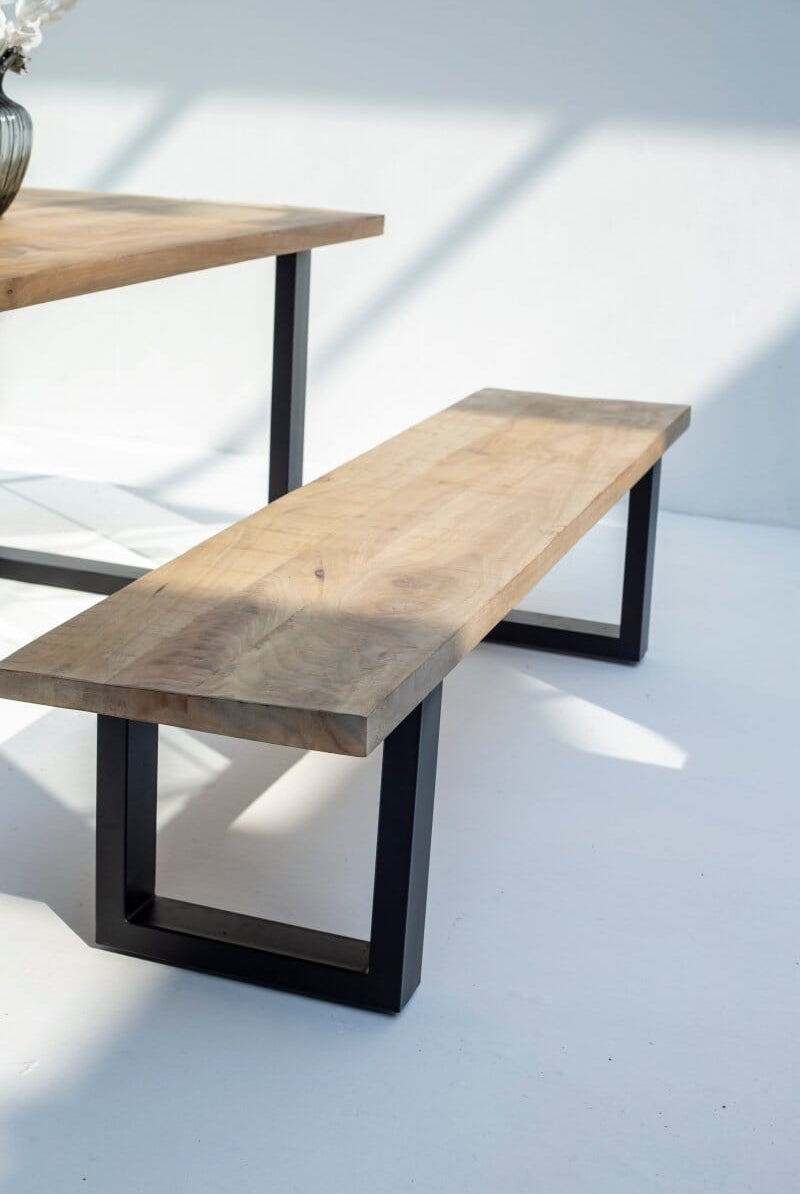 Mango Wood Industrial Design Bench (4 Sizes)