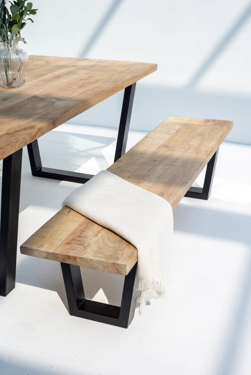 Mango Wood Industrial Design Bench (4 Sizes)