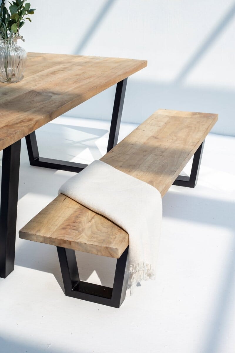 Mango Wood Industrial Design Bench (4 Sizes)