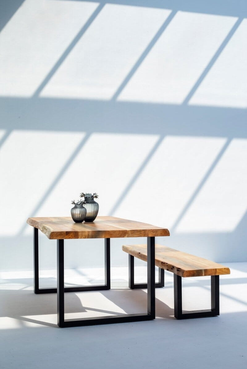 Acacia Wood Industrial Design Bench (4 Sizes)