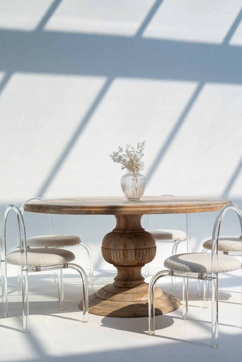 Giselle Wood Dining Table with Hourglass Leg (2 Sizes) Dining Tables Homekode