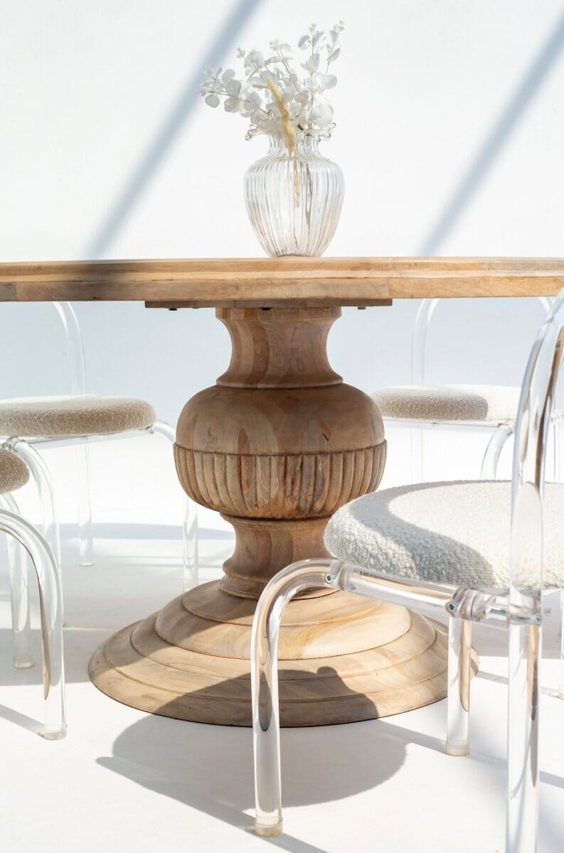 Giselle Wood Dining Table with Hourglass Leg (2 Sizes) Dining Tables Homekode