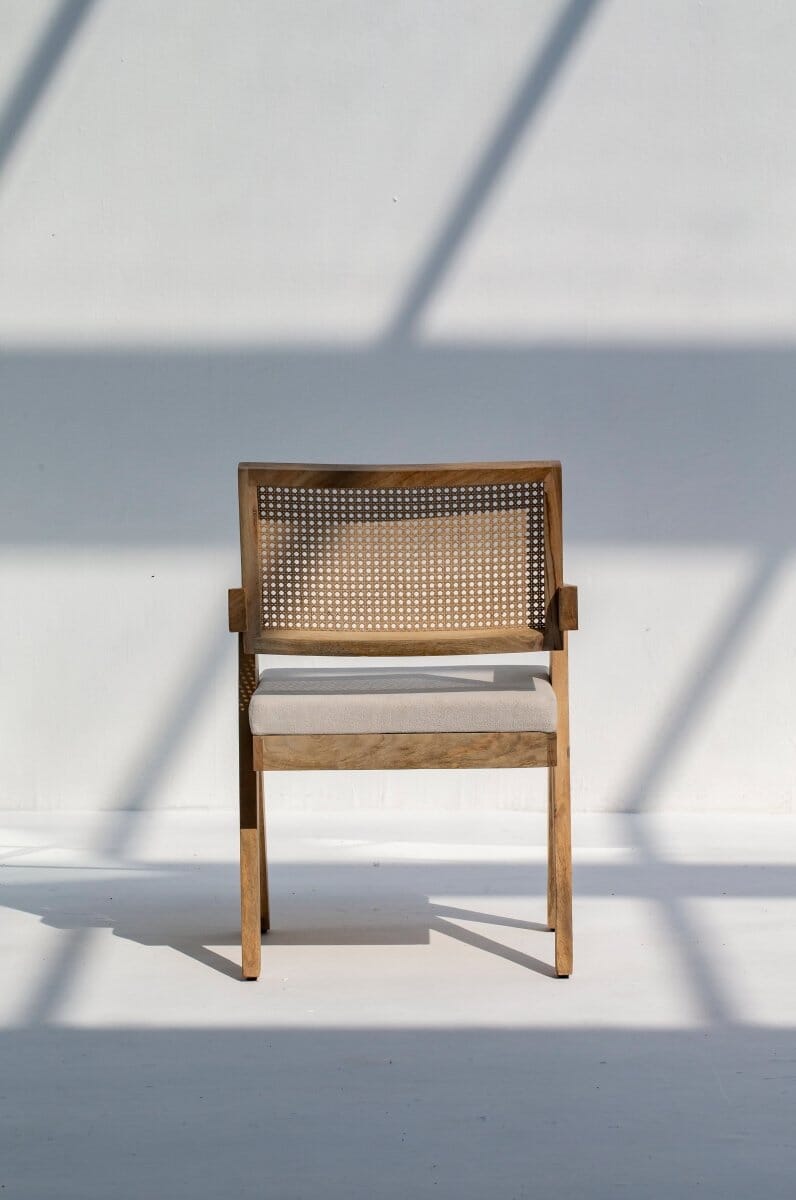 Raquel Wooden Dining Chair with Rattan Backrest Chairs Homekode