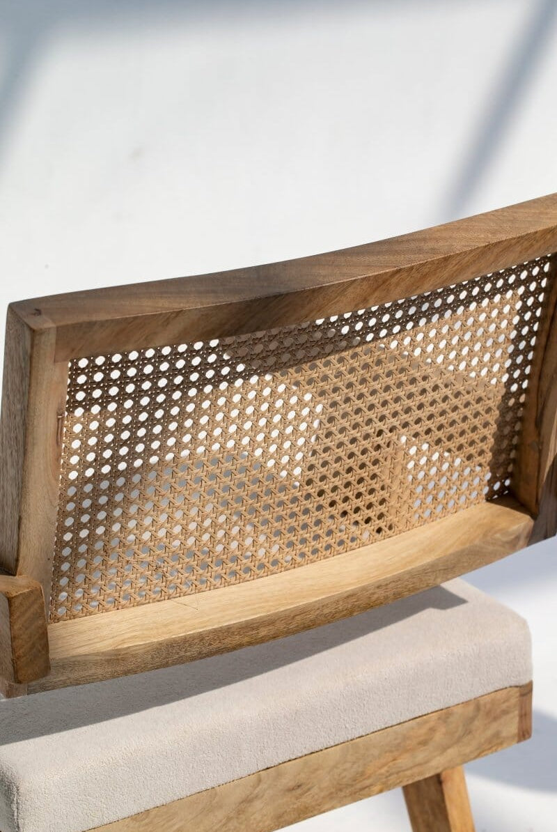 Raquel Wooden Dining Chair with Rattan Backrest Chairs Homekode