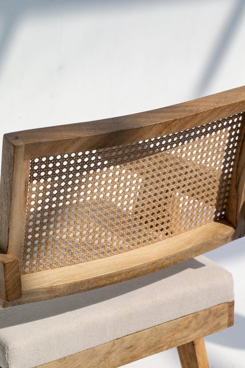 Raquel Wooden Dining Chair with Rattan Backrest Chairs Homekode