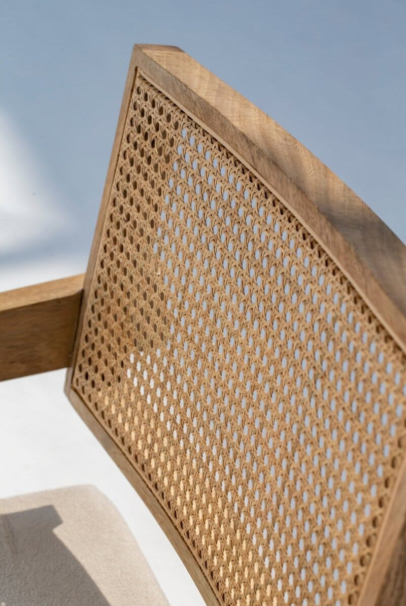 Raquel Wooden Dining Chair with Rattan Backrest Chairs Homekode