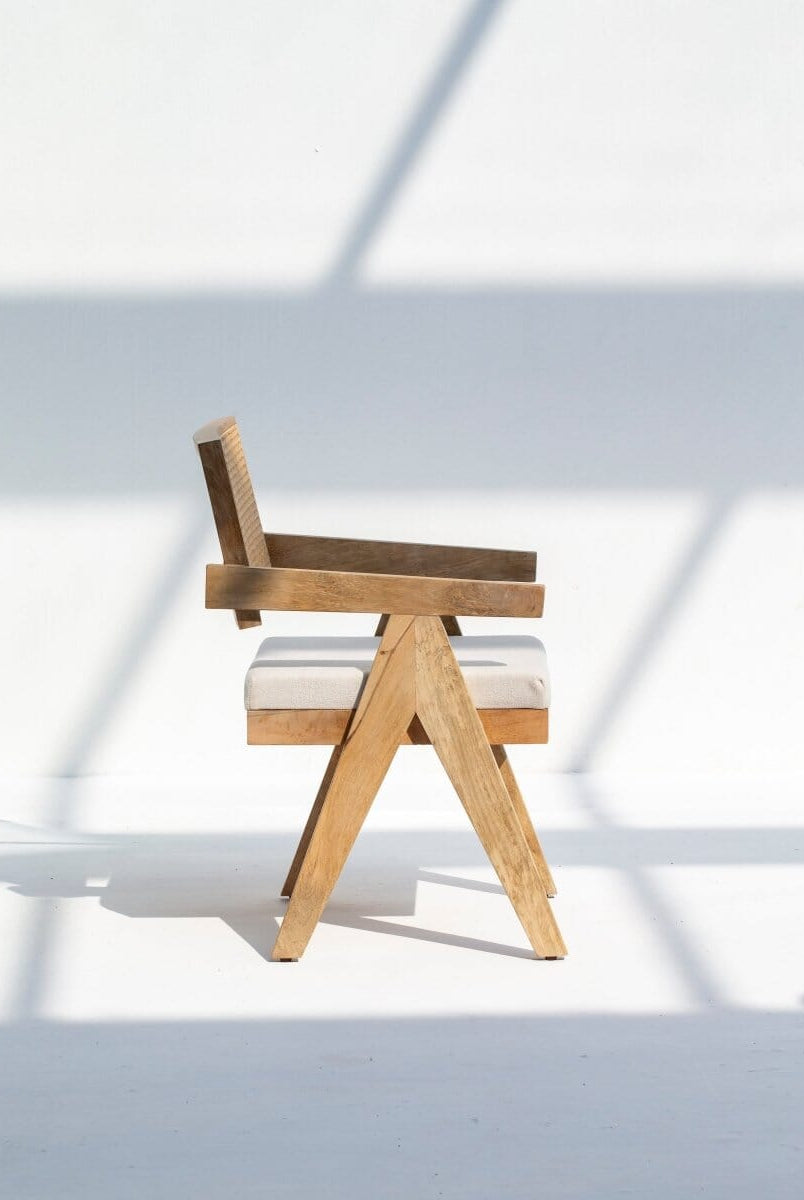 Raquel Wooden Dining Chair with Rattan Backrest Chairs Homekode