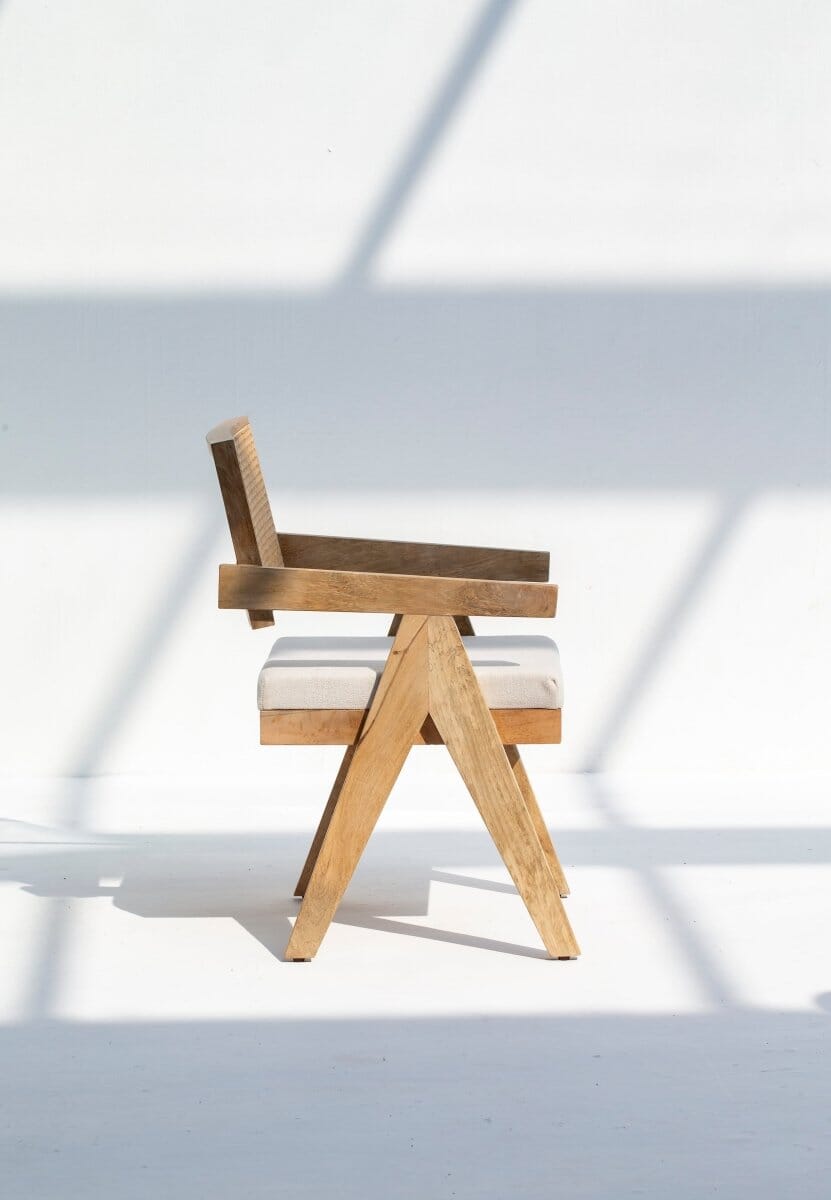 Raquel Wooden Dining Chair with Rattan Backrest Chairs Homekode