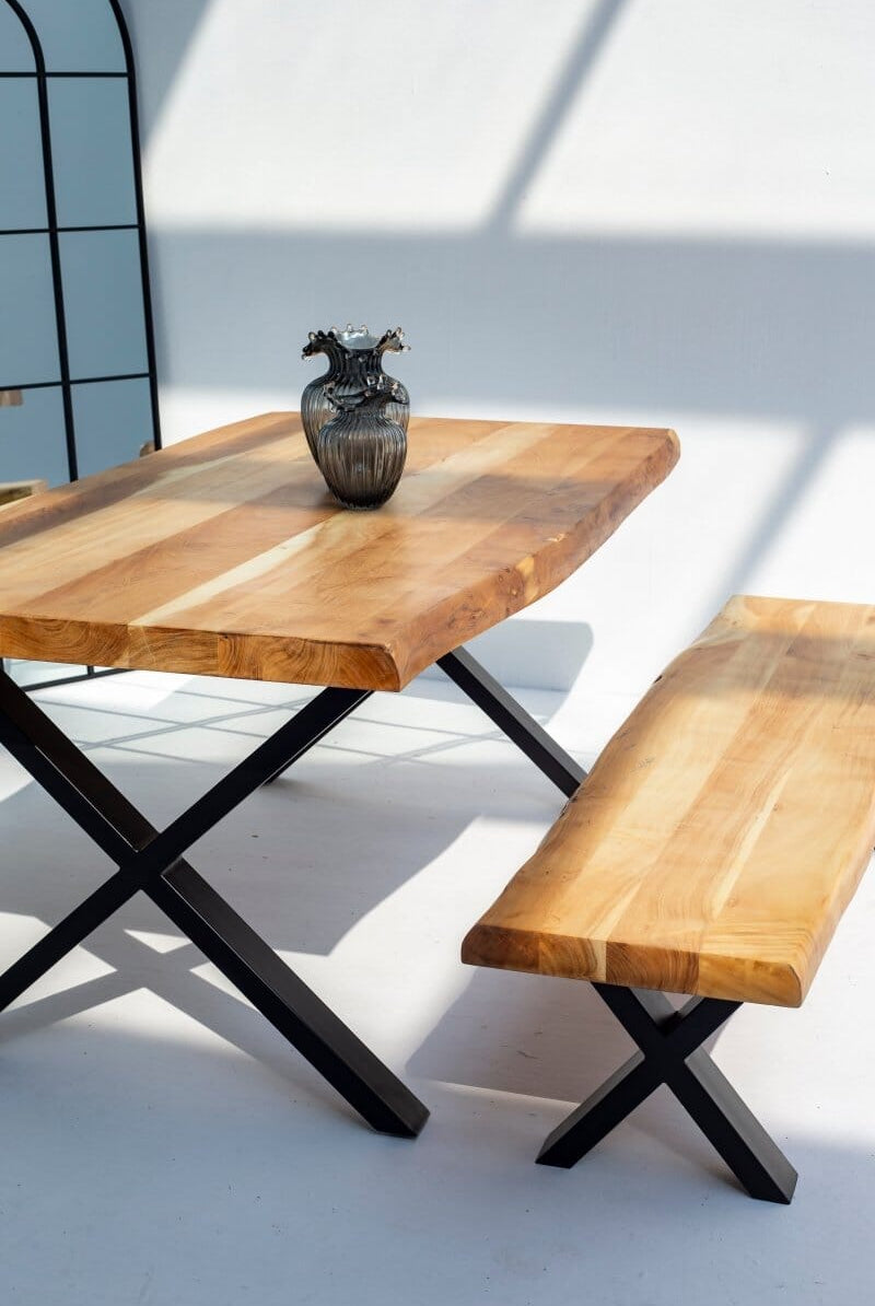 Acacia Wood Industrial Design Bench (4 Sizes)