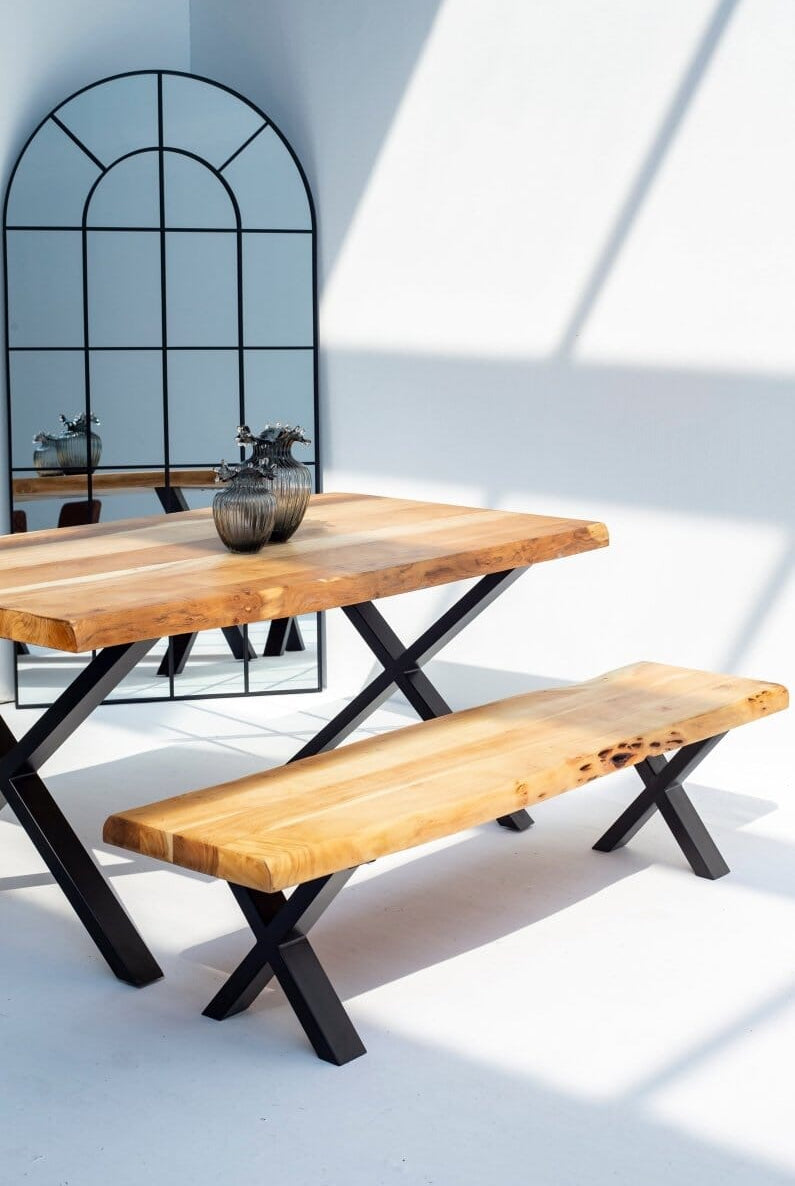 Acacia Wood Industrial Design Bench (4 Sizes)