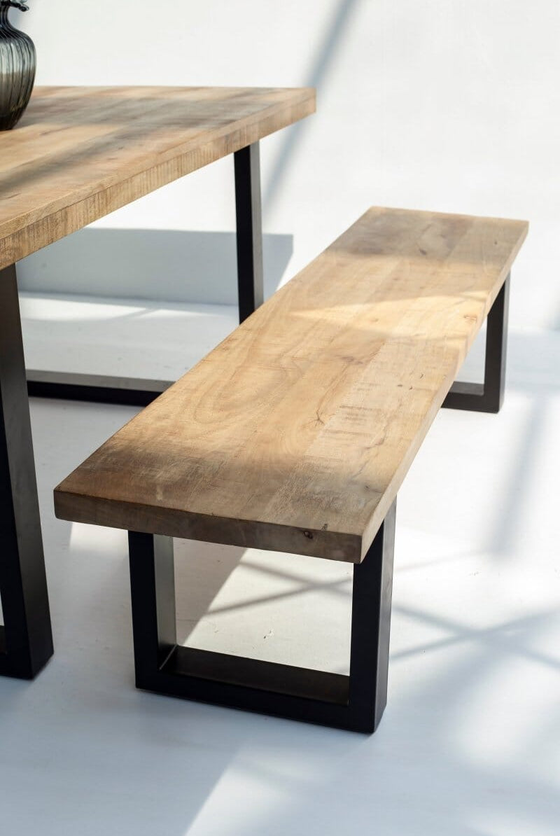 Mango Wood Industrial Design Bench (4 Sizes)