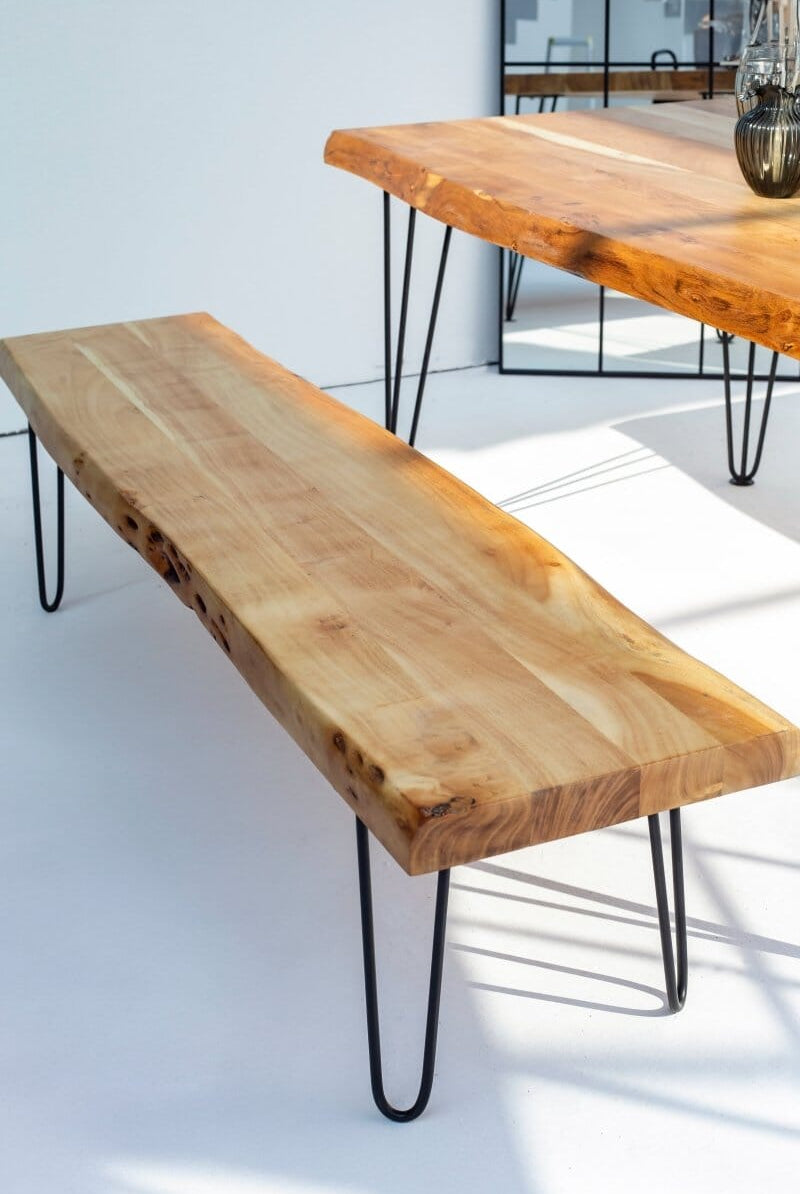 Acacia Wood Industrial Design Bench (4 Sizes)