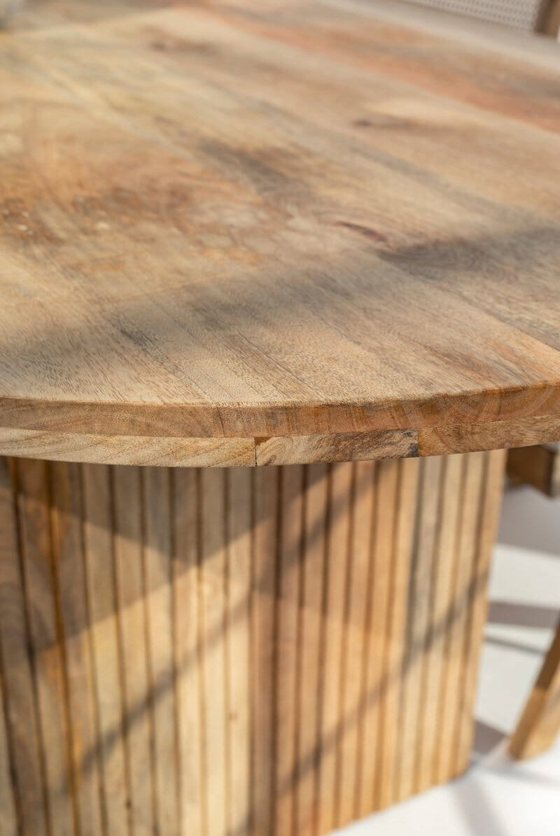 Madeline Oval Dining Table with Slat Flat Legs Dining Tables Homekode