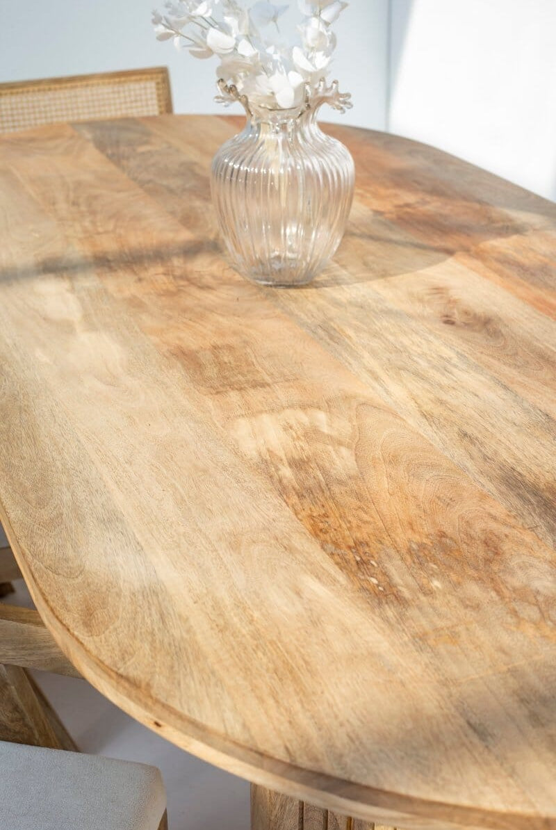 Madeline Oval Dining Table with Slat Flat Legs Dining Tables Homekode