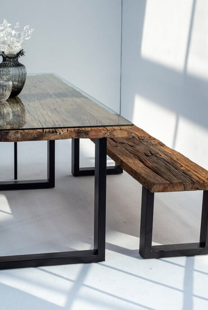 Railway Wood Industrial Design Bench (4 Sizes) 120x40x45 CM Black/U Shape