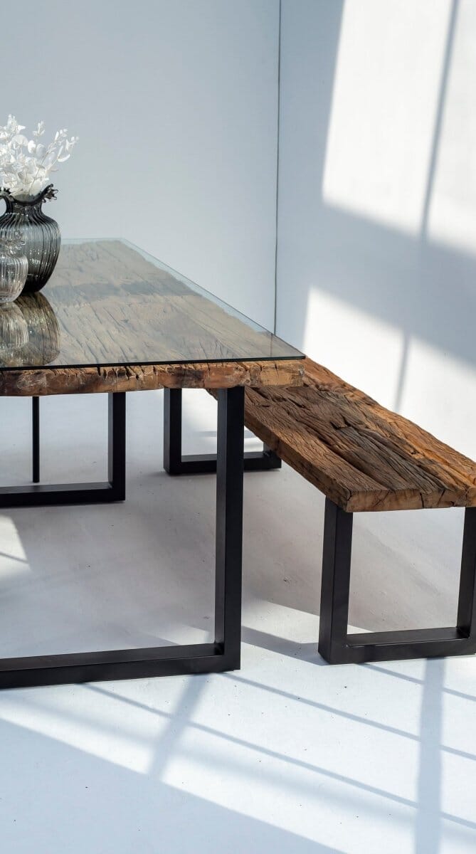 Railway Wood Industrial Design Bench (4 Sizes) 120x40x45 CM Black/U Shape