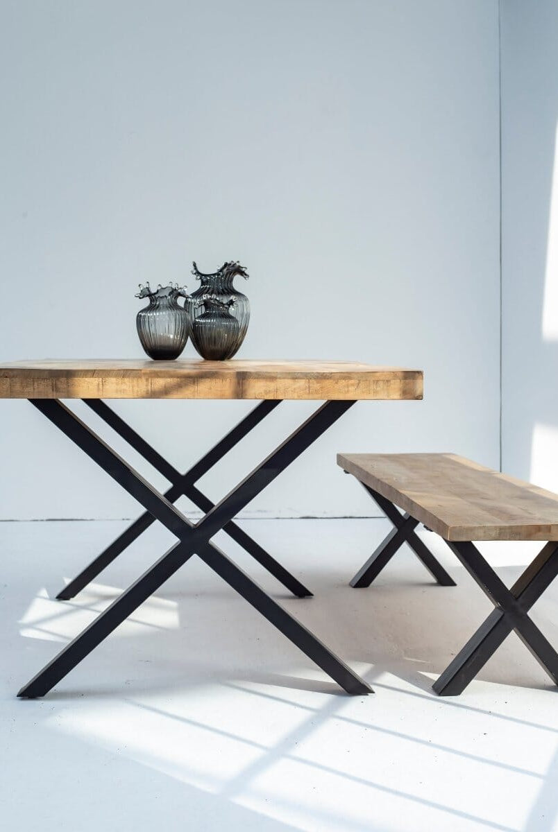 Mango Wood Industrial Design Bench (4 Sizes)