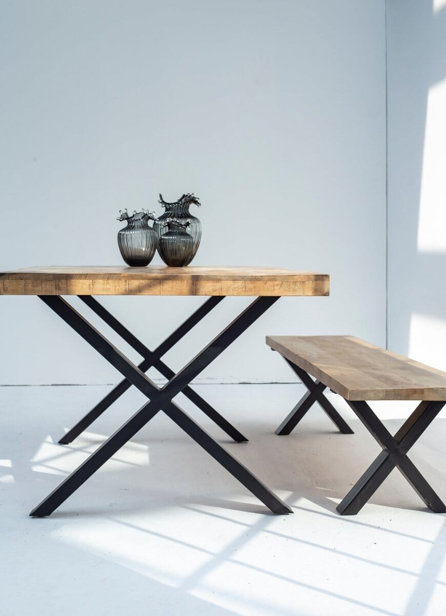 Mango Wood Industrial Design Bench (4 Sizes)