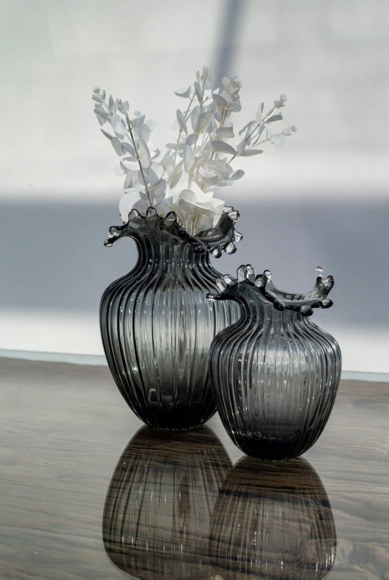 Black Tansparent Glass Wave Vase (3 Sizes)