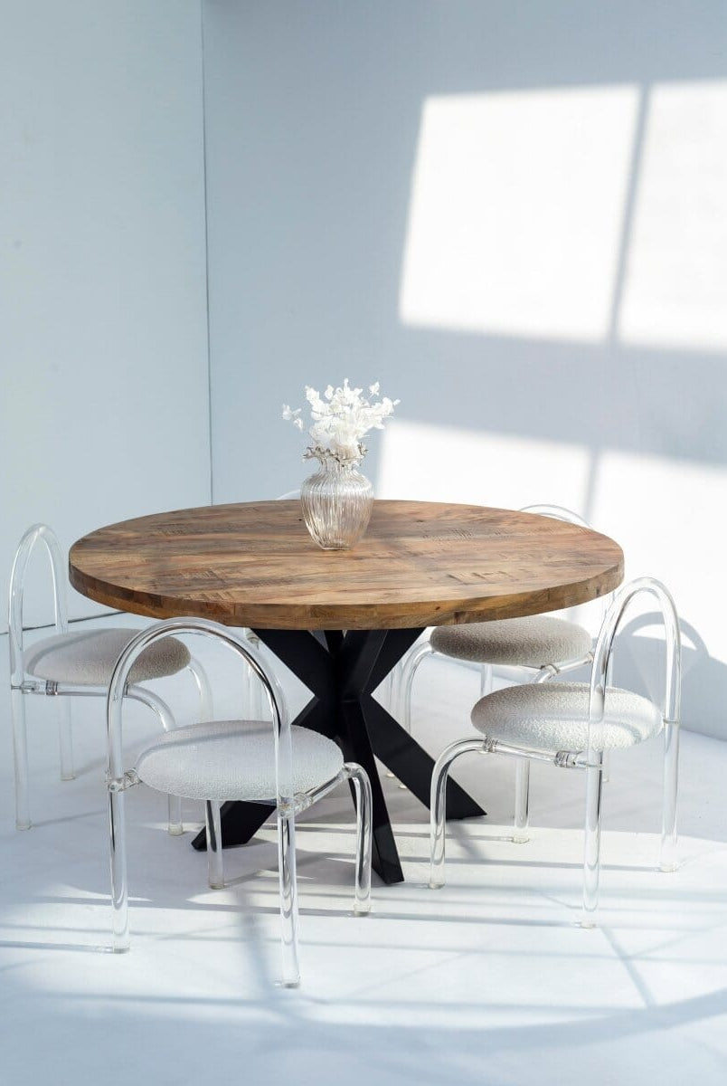 Round Mango Wood Dining Table (3 Sizes)