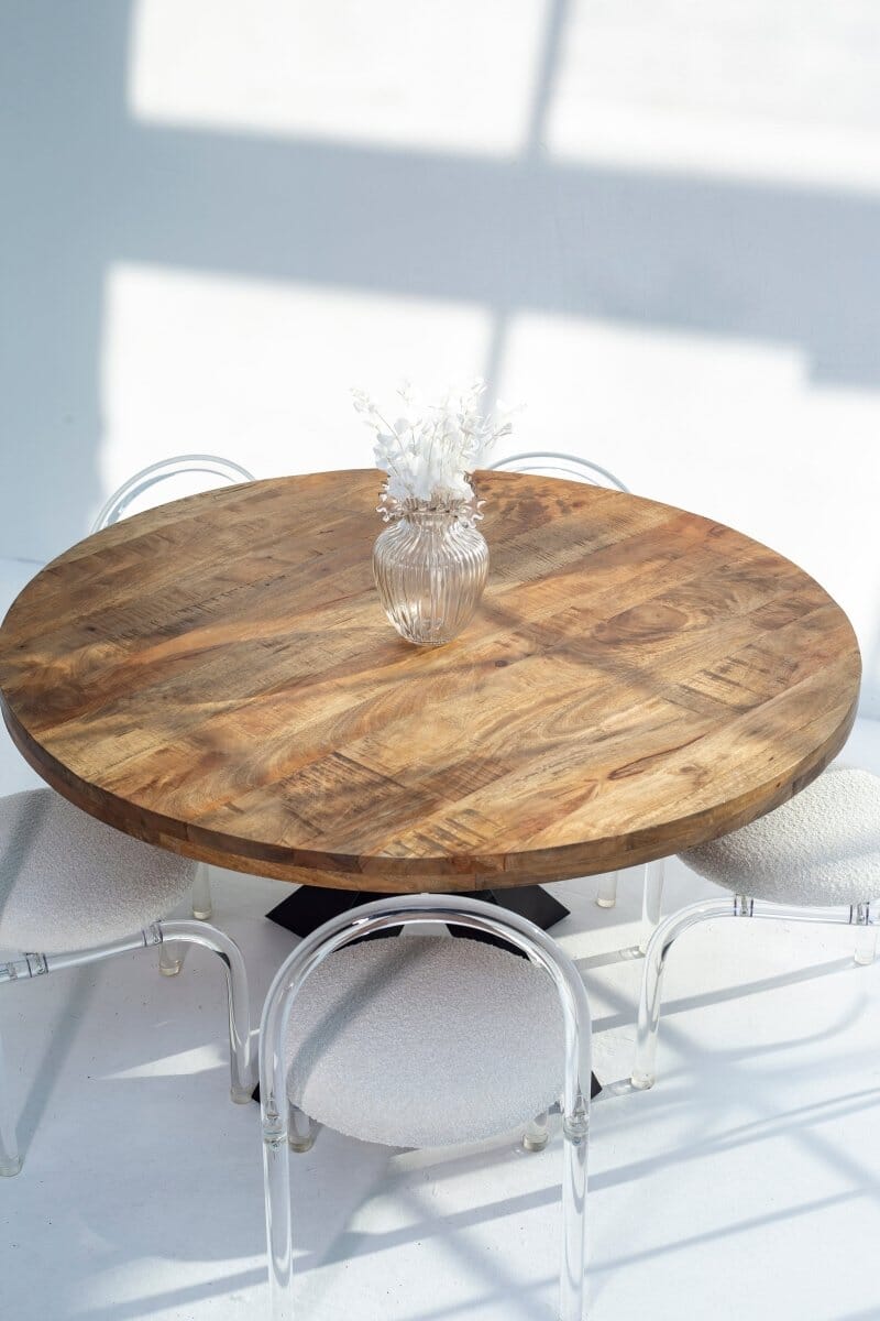 Round Mango Wood Dining Table (3 Sizes)