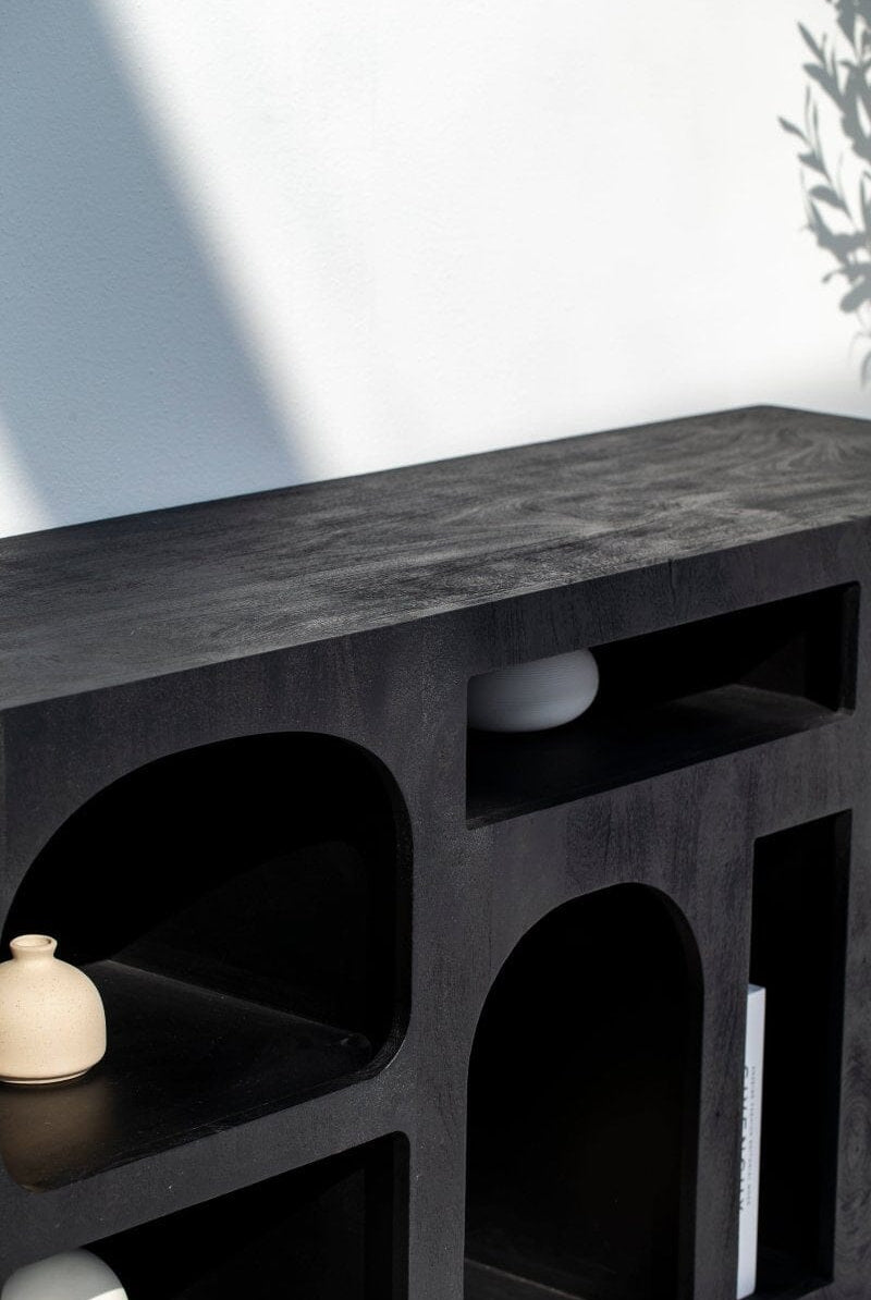 Vilnius Black Painted Display Media Console TV Unit Homekode