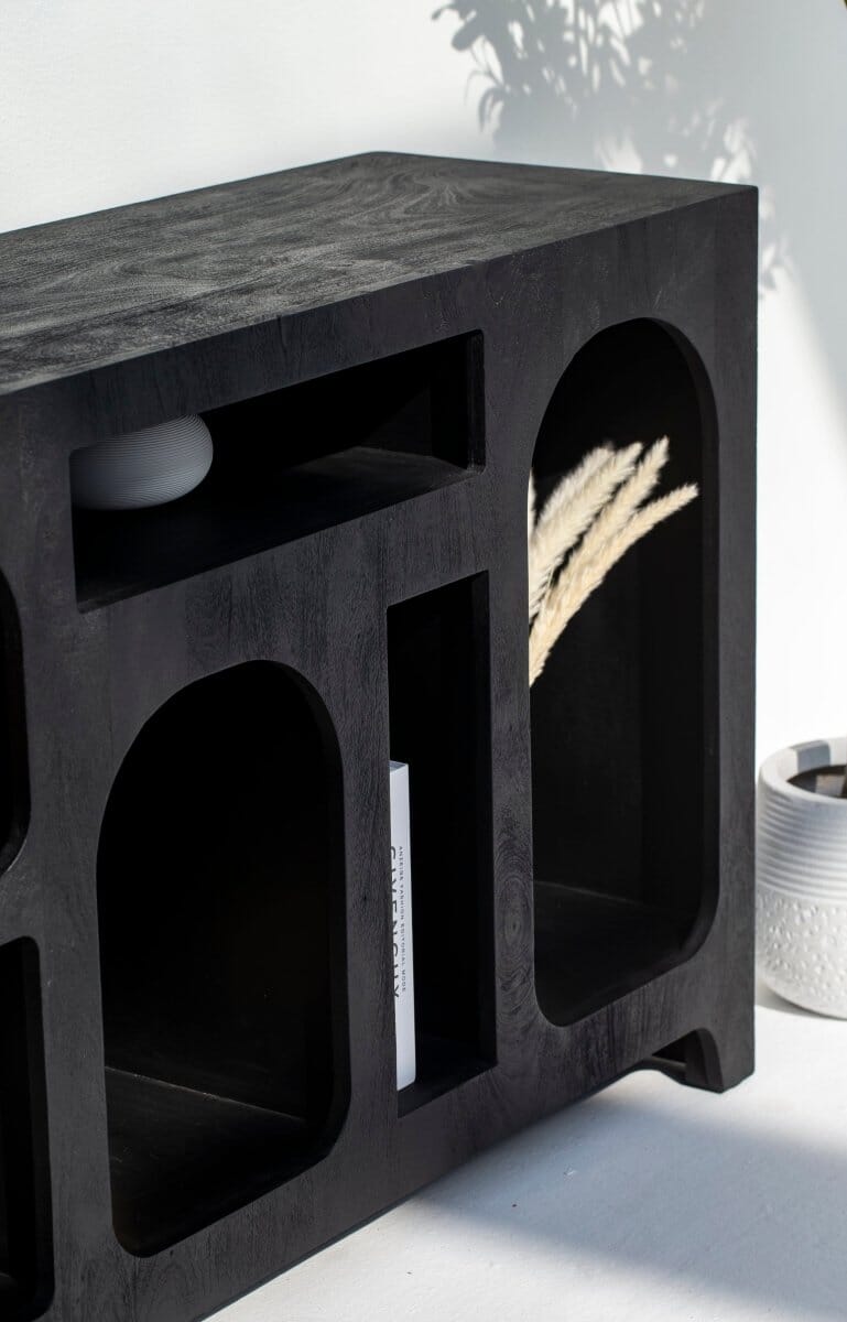 Vilnius Black Painted Display Media Console TV Unit Homekode