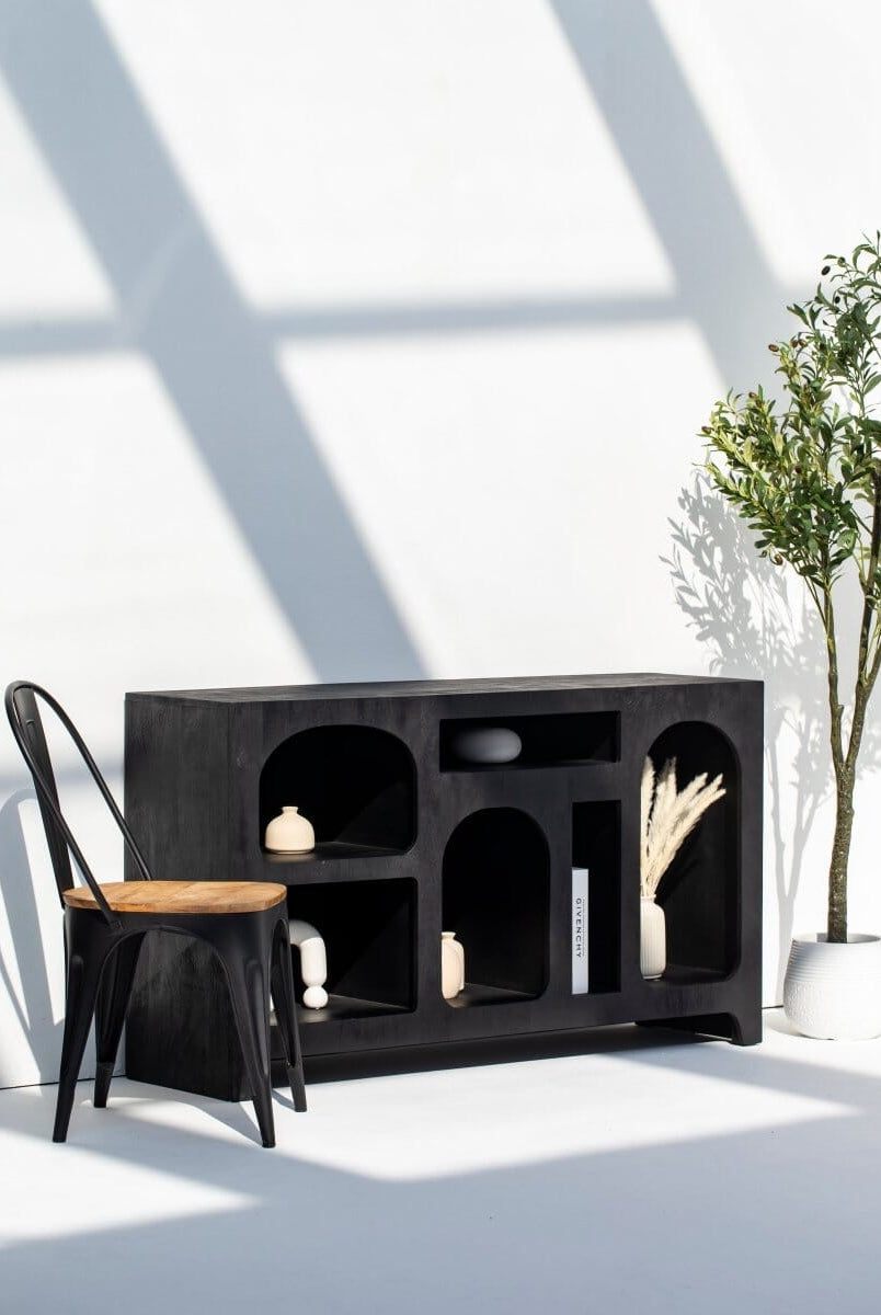 Vilnius Black Painted Display Media Console TV Unit Homekode