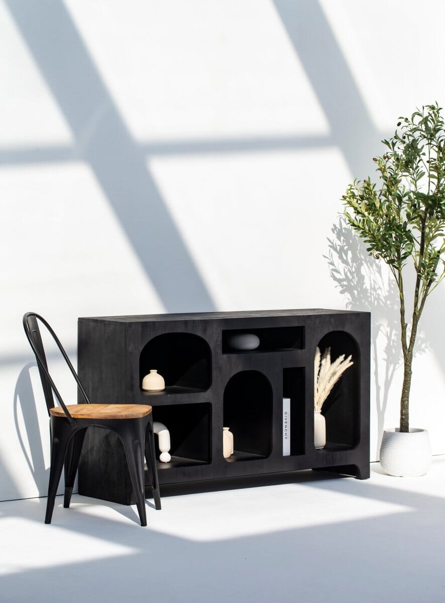 Vilnius Black Painted Display Media Console TV Unit Homekode