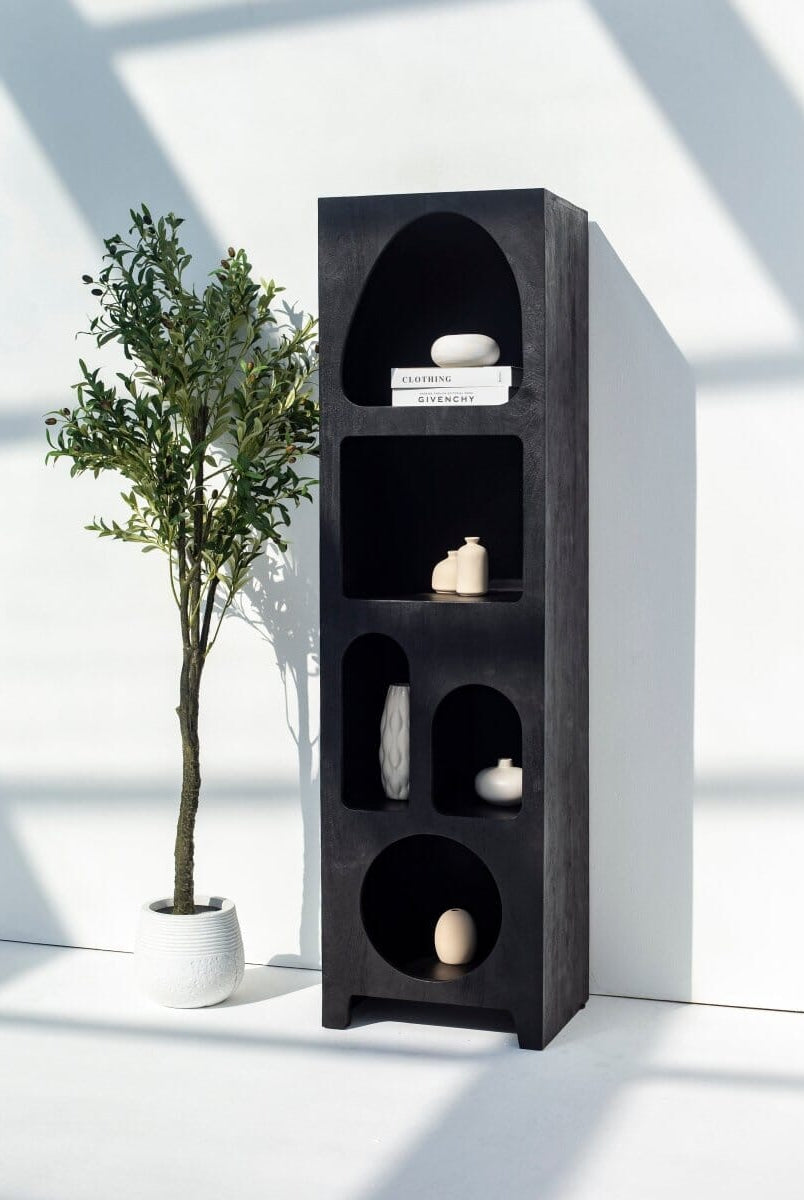 Vilnius Black Painted Shelf Unit Bookcases & Standing Shelves Homekode