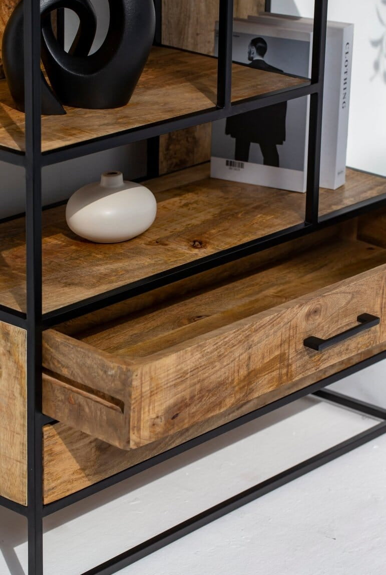 Irida Shelf Unit with Two Drawers Bookcases & Standing Shelves Homekode