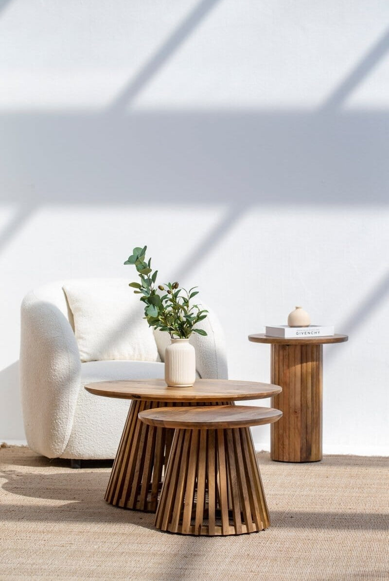 Carl Nesting Round Wood Coffee Table Coffee Tables Homekode