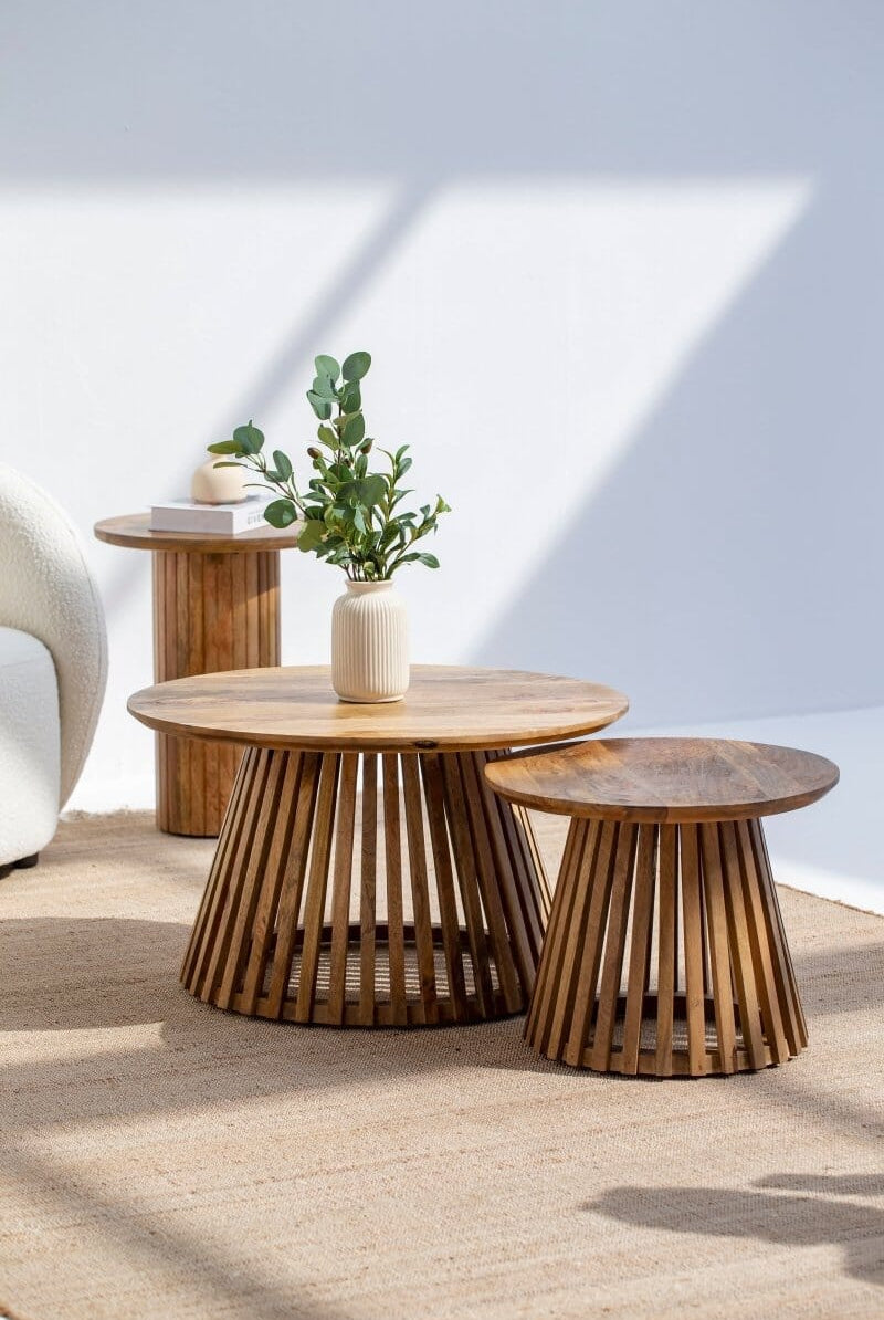 Carl Nesting Round Wood Coffee Table Coffee Tables Homekode