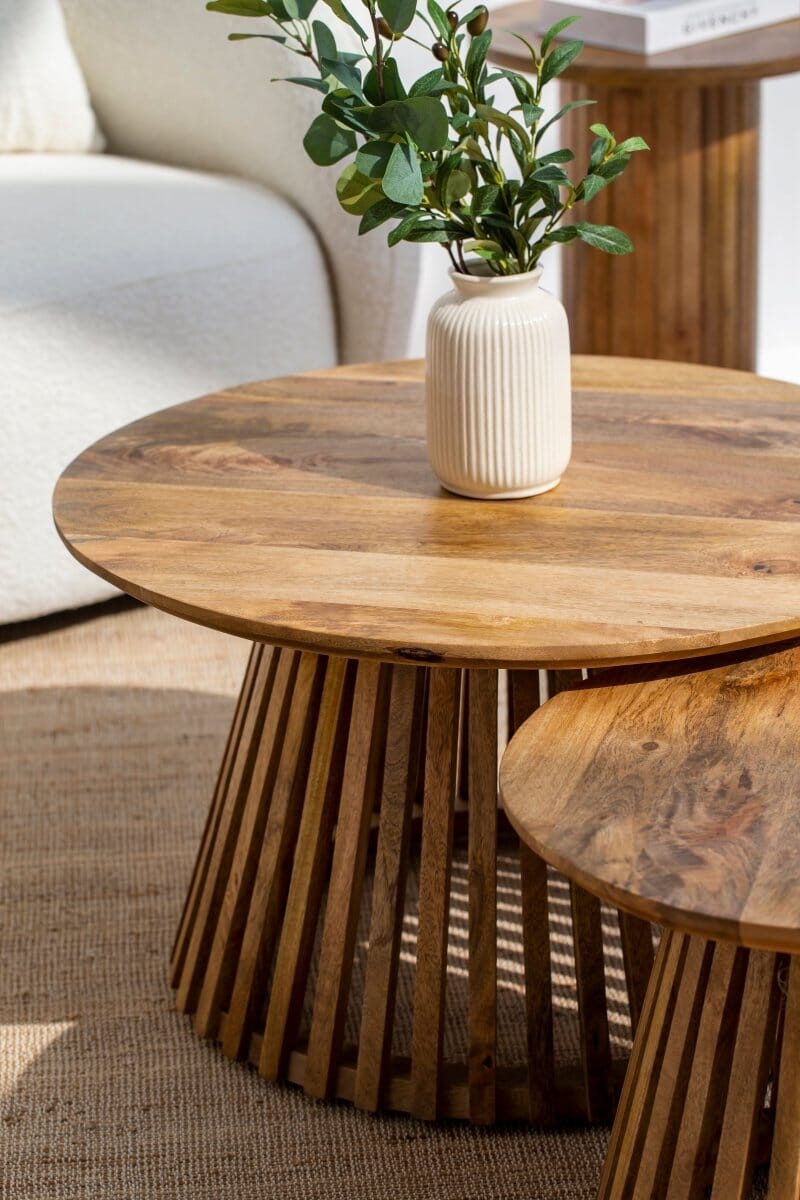 Carl Nesting Round Wood Coffee Table Coffee Tables Homekode