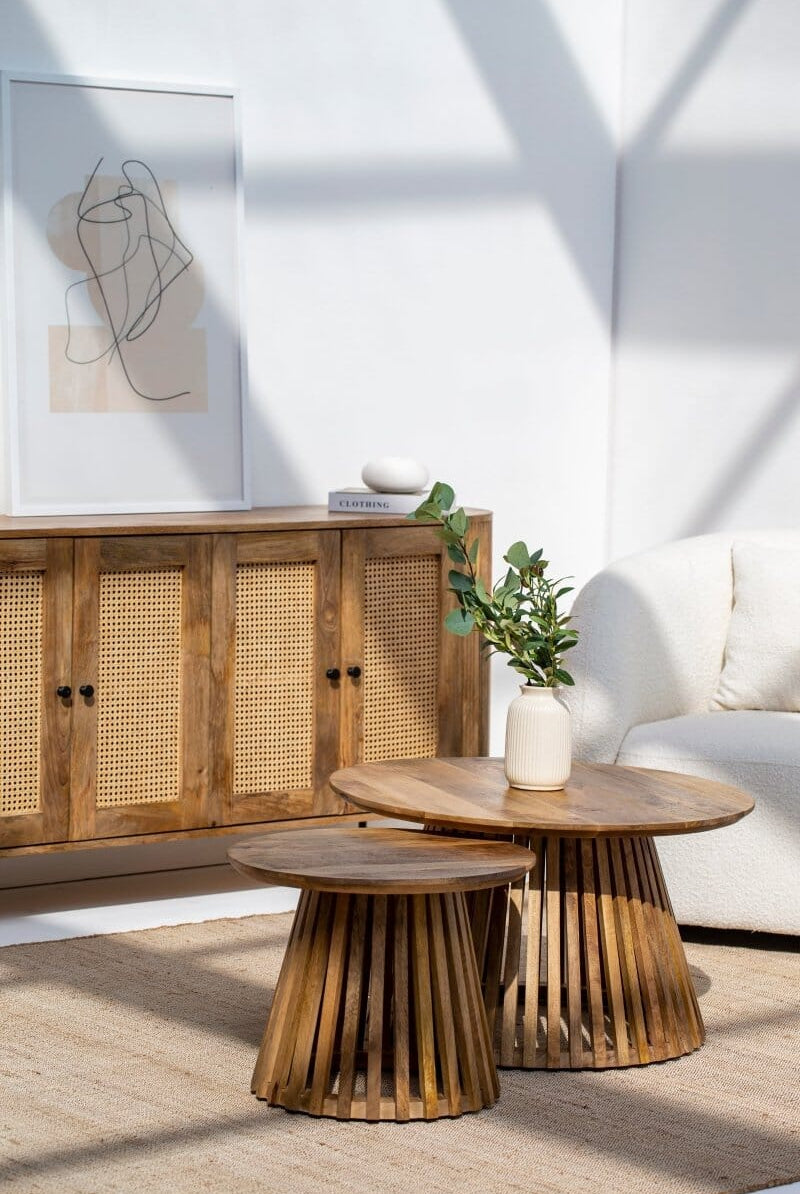 Carl Nesting Round Wood Coffee Table Coffee Tables Homekode