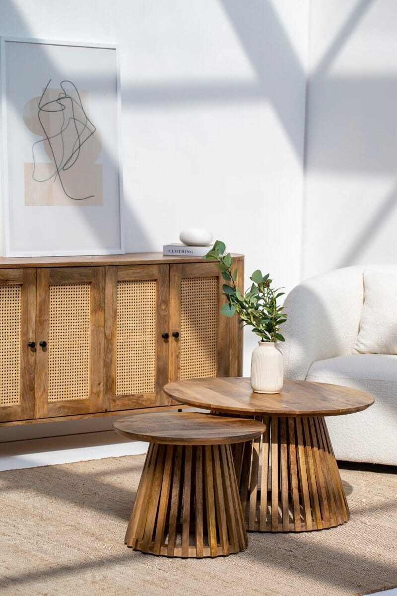 Carl Nesting Round Wood Coffee Table Coffee Tables Homekode