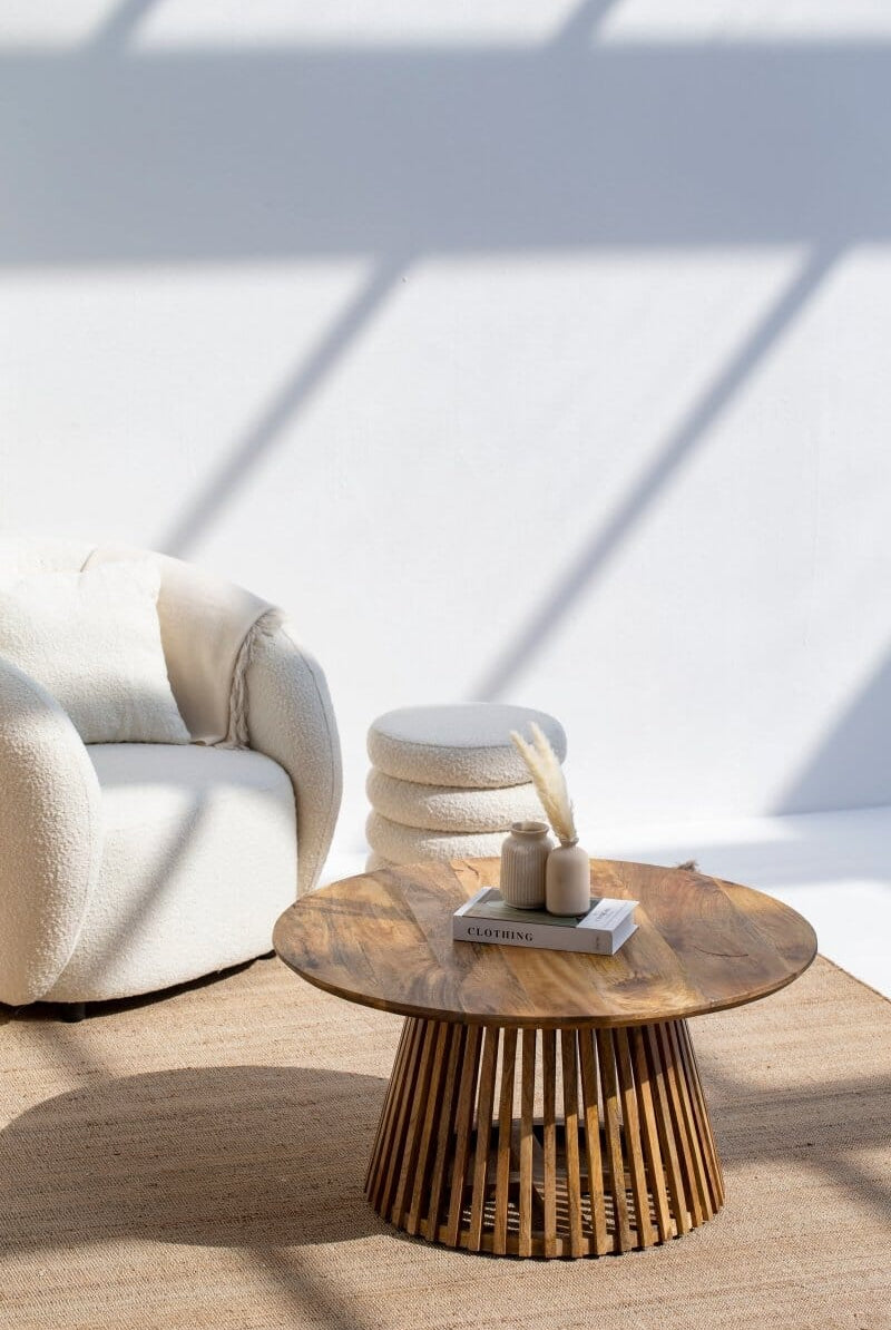 Carl Single Round Wood Coffee Table Coffee Tables Homekode