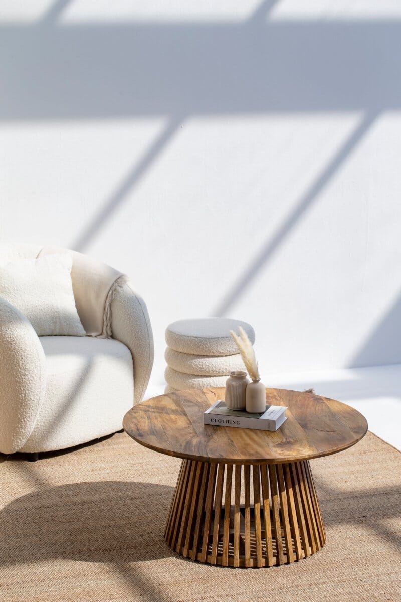 Carl Single Round Wood Coffee Table Coffee Tables Homekode