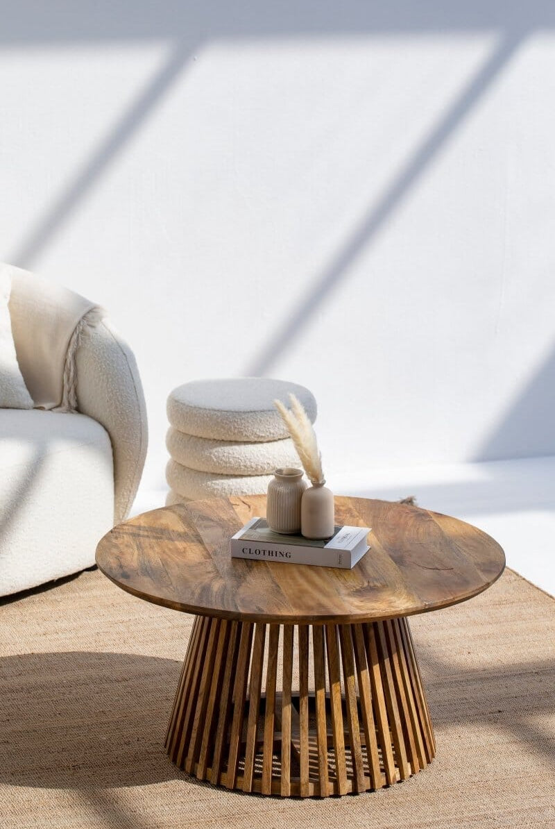 Caramel Single Round Wood Coffee Table