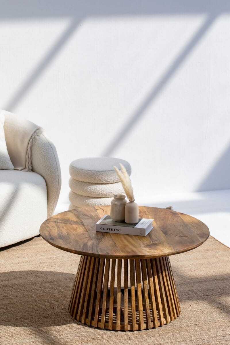 Caramel Single Round Wood Coffee Table