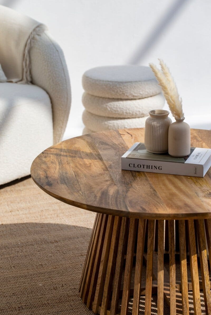 Carl Single Round Wood Coffee Table Coffee Tables Homekode