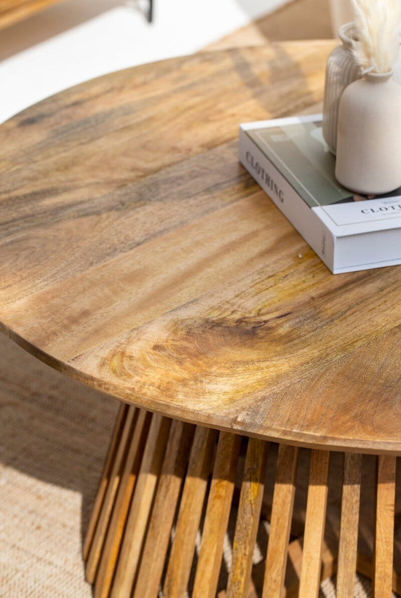 Carl Single Round Wood Coffee Table Coffee Tables Homekode