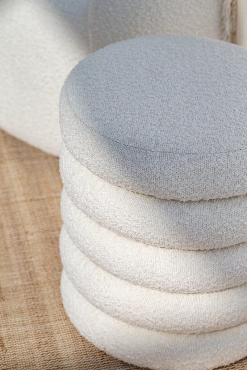 Layers Boucle Pouf Ottoman (45x40 CM) Homekode