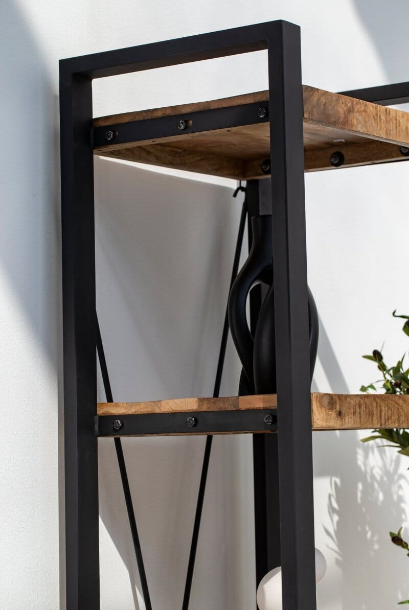 Kaya Wooden Shelves with Metal Fr Bookcases & Standing Shelves Homekode