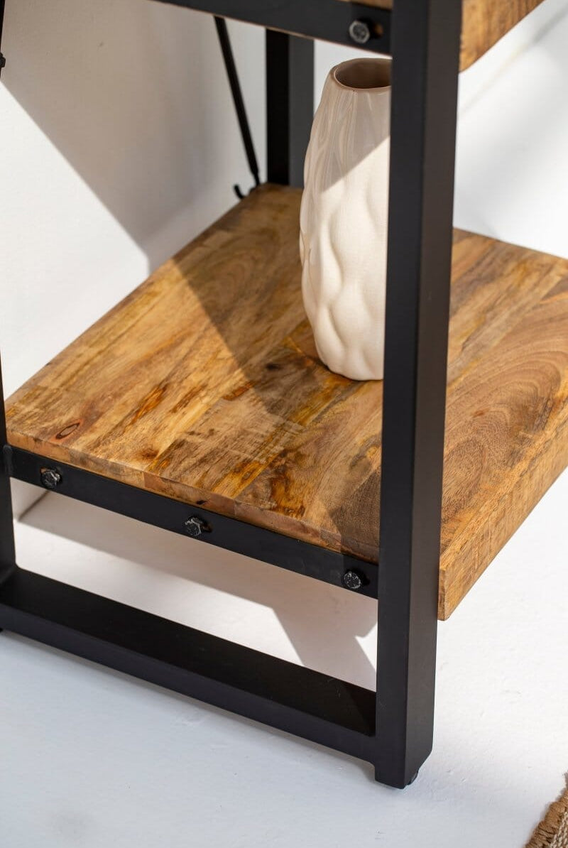 Kaya Wooden Shelves with Metal Fr Bookcases & Standing Shelves Homekode