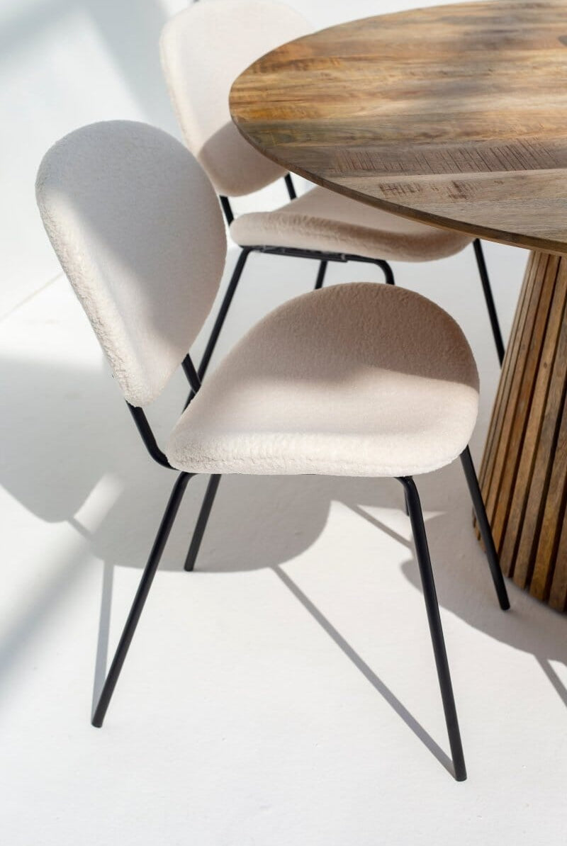 Brinley Boucle Dining Chair with Black Metal Legs Chairs Homekode